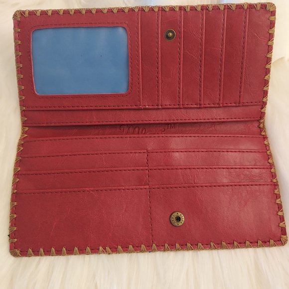 Mlavi Vegan Leather Wallet: Aztec Water Color Design: size 7.5"x3.5" - Picture 3 of 7